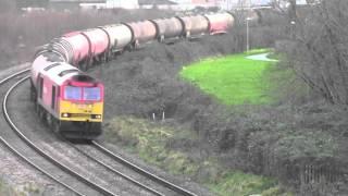 60019 and 60100 passing Foundry Curve Gloucester with Murco tanks. 23/01/2016