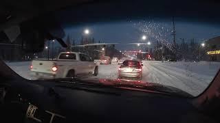 Driving to work in a Winter storm warning Fairbanks Alaska