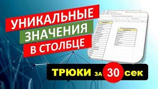 Выборка уникальных значений в Excel. #Трюк за 30 секунд