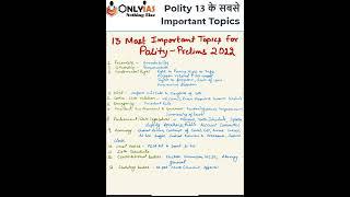 13 Most Important Topics from Polity for UPSC 2022 | OnlyIAS