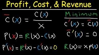 Marginal Revenue, Average Cost, Profit, Price & Demand Function - Calculus