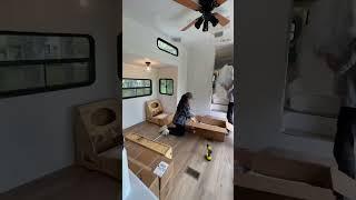 Camper Reno - installing the couch #rv #rvlife #renovation #camper #campervan #rvliving