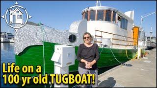 They turned a 100 yr old tugboat into a family home! Floating home tour