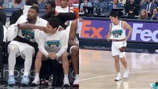 Yuki Kawamura having fun with Grizzlies fans and gets standing ovation for home debut