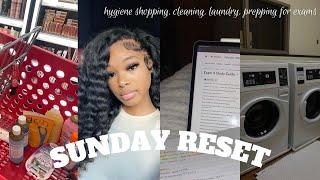 SUNDAY RESET: college edition | hygiene shopping + laundry + cleaning + study vlog