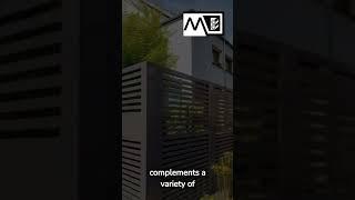 A graphite-colored metal fence