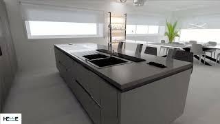 Progetto Jennifer Open Space inox e ardesia Helle Kitchen