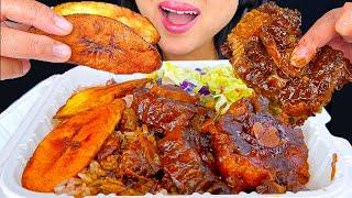 JAMAICAN OXTAIL, FRIED PLANTAINS AND RICE | EATING SOUNDS | MUKBANG | ASMR Phan