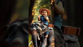 Cute baby riding on elephant  #elephant #baby #cutebaby #babylaugh #babylaughing #babyshorts