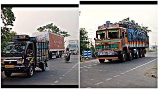 Heavy Loaded Truck and Container Advancer on Highway Road