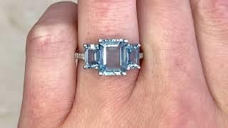 1.86ct Step-Cut Three Stone Aquamarine Engagement Ring - Arosa Ring - Hand Video