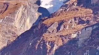 The Kapuche Glacier Lake in the mountains of Nepal."perfect cloud collapse".