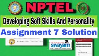 Developing Soft Skill and Personality Assignment 7 Solution #week7 #nptel#nptel #ntptelsolution