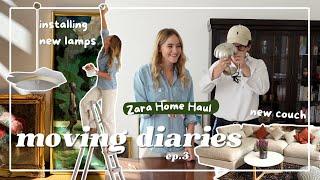 new couch, installing Zara Home lamps & new interior for our apartment | Moving Diaries ep. 3