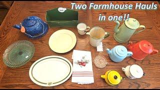 Two Vintage Farmhouse Thrift Hauls in One!!  #enamelware #vintagedecorhaul