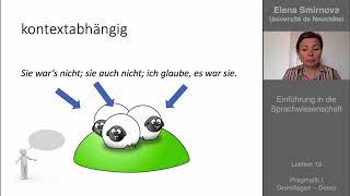 Einführung in die Sprachwissenschaft: Thema 19 – Pragmatik: Grundlagen, Deixis