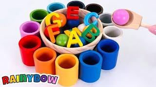 Rainbow Balls & Cups with ABCs and Colors