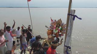 Maa Durga Idol Immersion 2022 in mighty Brahmaputra River at Tezpur, Assam #durgapuja #visarjan2022