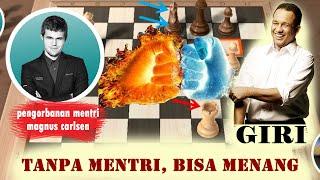 MAGNUS CARLSEN VS ANISH GIRI | PENGORBANAN MENTRI YANG INDAH DI PEMBUKAAN CATUR SICILLIAN DEFENSE