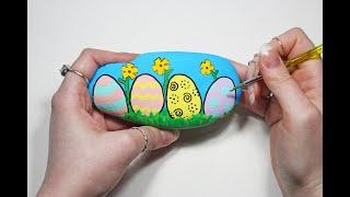 Easter Eggs in the Garden Painted Rock | Step-by-Step Tutorial