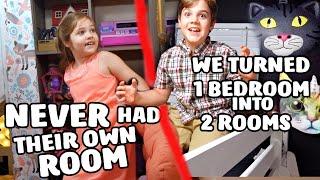 We Turn ONE Room Into TWO Bedroom Makeover for 2 Kids Who Have Never Had Their Own Rooms