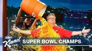 Damien Williams & Eric Stonestreet Celebrate Chiefs Super Bowl Win