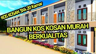 Biaya Bangun Kos kosan 2 lantai minimalis 20 kamar || Desain kos kosan 3x4 m | Animasi Konstruksi