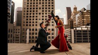 Cinematic Rooftop Proposal, Houston TX