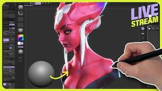 Sculpting Female Character | on Live Stream | in ZBrush