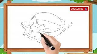 Star Fruit Drawing Easy | How to Make Star Fruit Drawing | Drawing for Kids