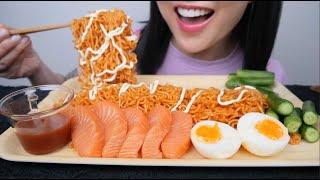 SALMON SASHIMI + SPICY NOODLES (ASMR EATING SOUNDS) NO TALKING | SAS-ASMR