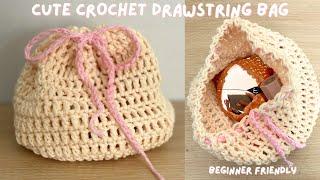 Crochet bucket drawstring bag | Easy & cute