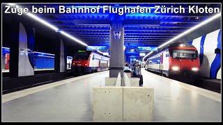 Zugsichtungen,  Bahnhofsatmosphäre Flughafen Zürich Kloten, Kanton Zürich, Schweiz 2021