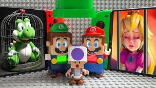 Lego Mario has to enter two Nintendo Switches to Help Yoshi and Peach! Will he do it? Mario Story