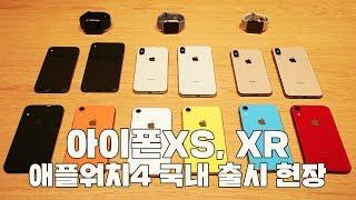 아이폰XR 모든 색상 그리고 아이폰XS, XR, 애플워치4 애플스토어 가로수길 국내 출시 현장 모습! [4K]