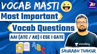 Most Important Vocab Questions I AAI (ATC / AO) I ESE I GATE | Saurabh Sir | AptiXpress