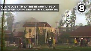 Old Globe Theatre in San Diego under reconstruction in 1980 after being destroyed by arson in 1978