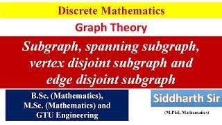 Subgraphs, spanning subgraphs, edge disjoint subgraphs and vertex disjoint subgraphs