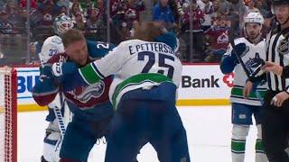 Elias Pettersson Drops  Gloves  With Logan O'Connor