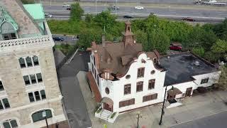 350 Broadway Albany NY Skyline with Beautiful Architecture, Hudson River