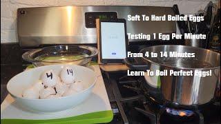 How To Cook Boiled Eggs. Testing 4 - 14 Minutes Cook Times. 1 Egg Per Minute.