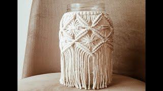 KAVANOZDAN MAKROME MUMLUK YAPIMI / how to make macrame vase