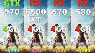 RX 6500 XT 4GB vs RX 580 4GB vs RX 570 4GB vs GTX 970 4GB - Test in 8 Games