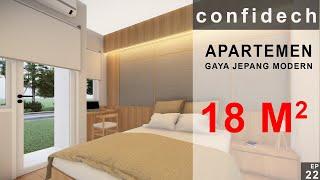 Apartemen Studio 3x6 18 m2 dengan Gaya Design Jepang