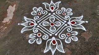 simple and easy rangoli daily muggulu 3*1dot  small beautiful lotus kolam Anu'sworld