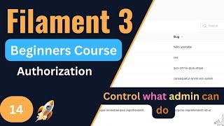Authorization  | Filament 3 Tutorial for Beginners EP14