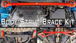 Installing body stabilization strut brace kit on my 2017 toyota camry/Strut brace before and after