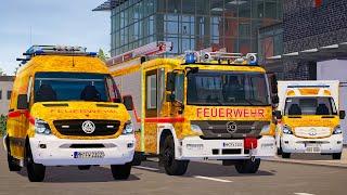 Golden Truck Emergency Call 112 - Bochum Firefighters, Ambulances and Ladder Truck Responding! 4K