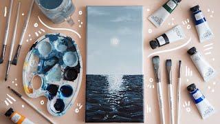  easy realistic ocean painting tutorial for beginners / paint with me 