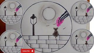 Easy Circle drawing | Nature drawing 2024 |  Pencil sketch nature scenery picture